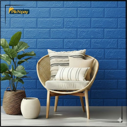 3D Brick Wall Panel -Dark Blue