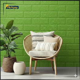 3D Brick Wall Panel -Parrot Green